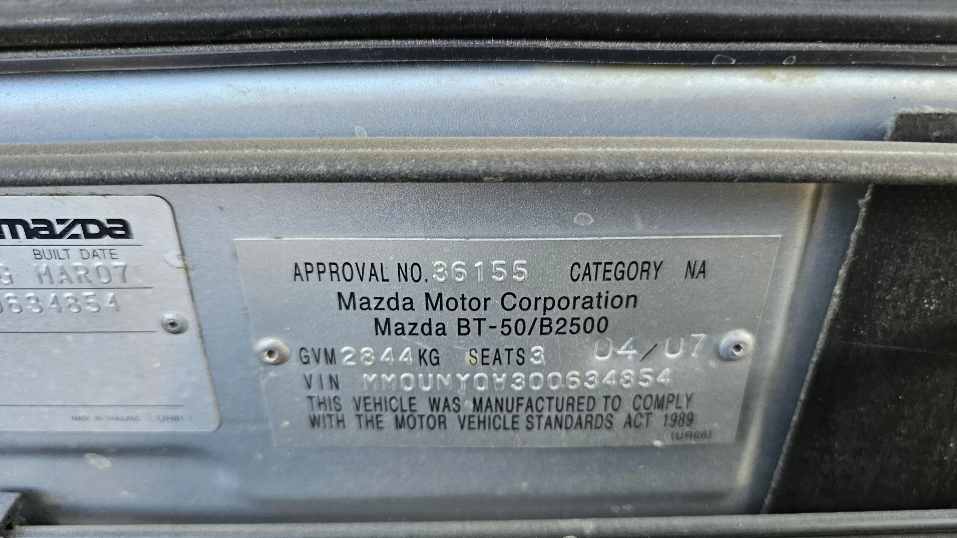 Mazda BT-50 2007 Silver Manual Diesel