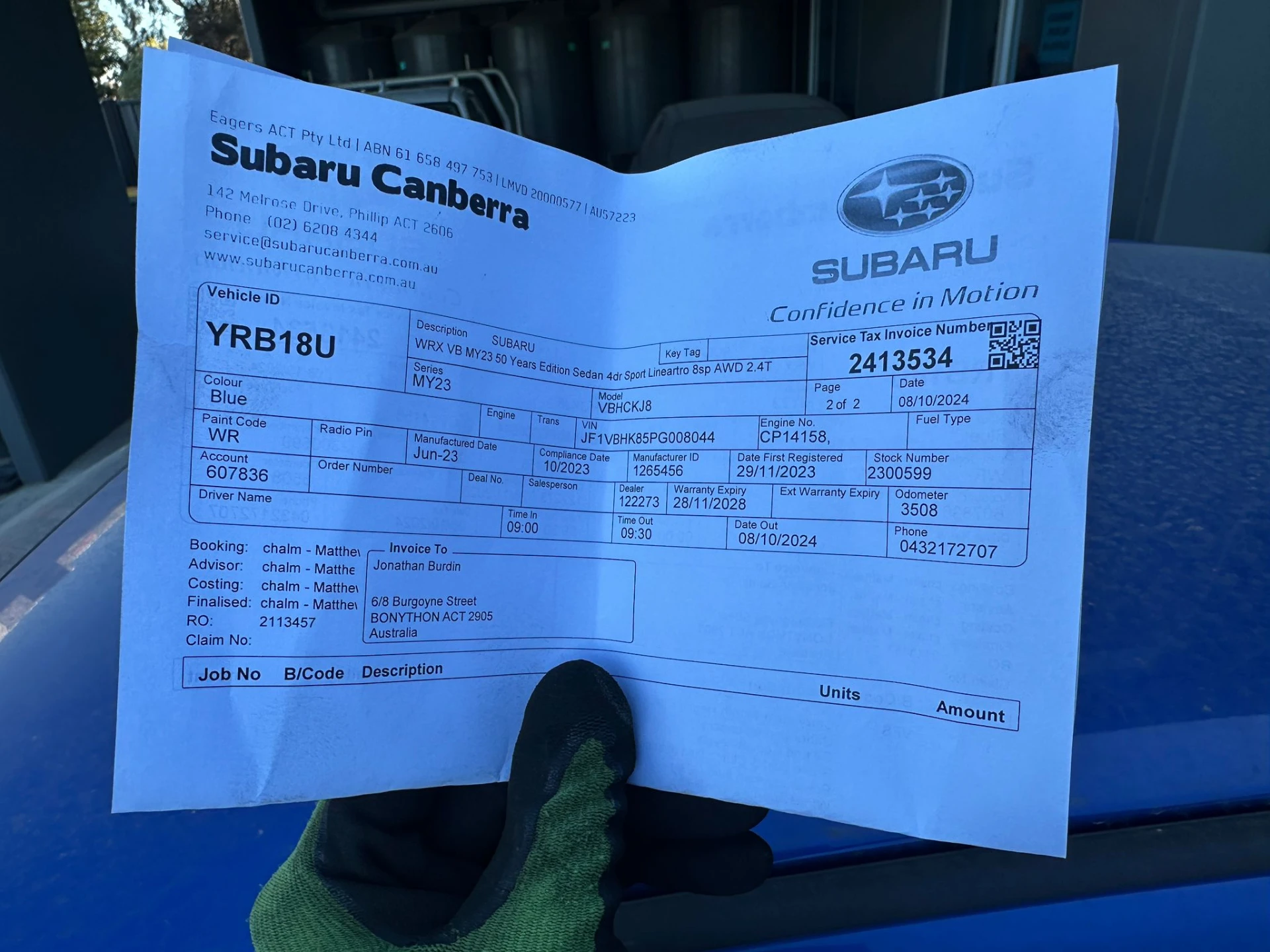 Subaru Wrx 2023 Blue Auto Petrol
